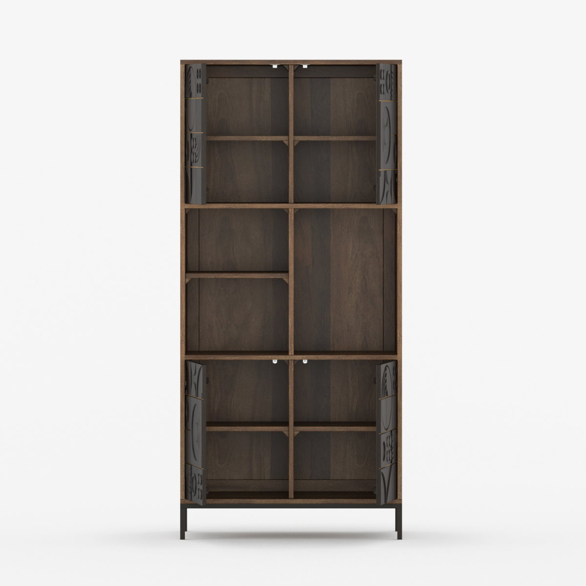 Novaire Geometric Inlay Door Storage Cabinet - Medium